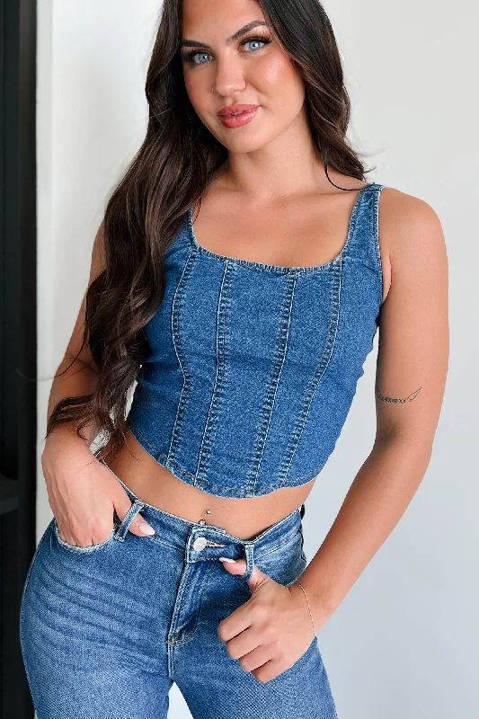 Yazlin Denim Tank Top (Blue Denim)