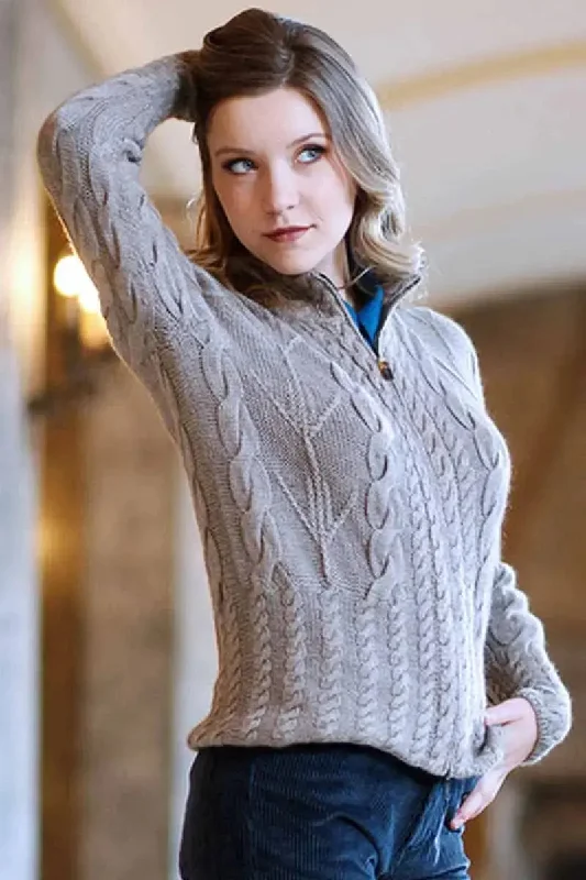 Adeli Woman Cardigan Without A Collar, Qiviuk, Merino & Silk