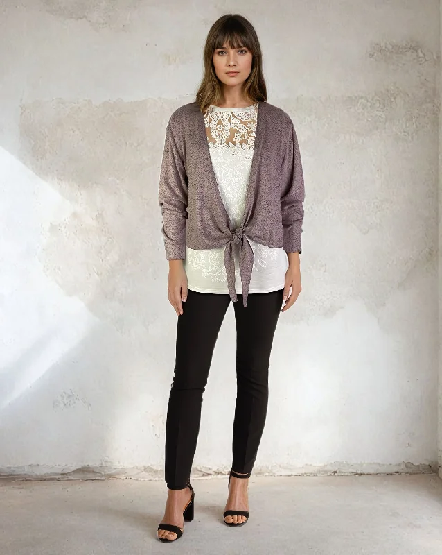 Tie Front Open Short Cardigan Rose (D190748)