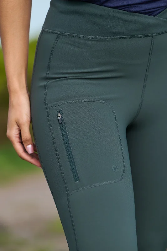 Shower Resistant Softshell Leggings - Forest Green