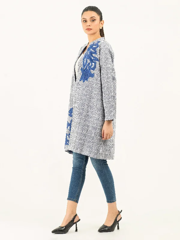 Jacquard Cardigan-Embroidered (Pret)