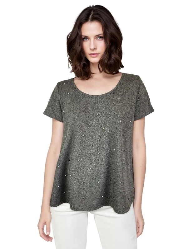 Swing Tee Shirt with Pearls (D1953) Dk Grey Mélange