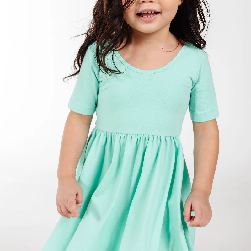 The Short Sleeve Ballet Dress in Aquamarine