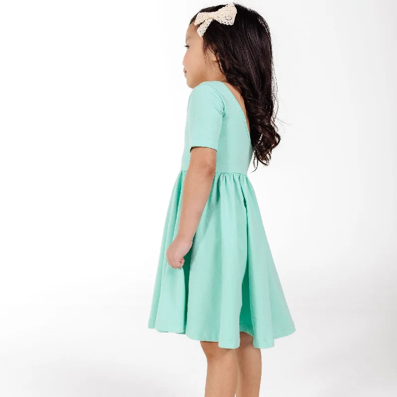 The Short Sleeve Ballet Dress in Aquamarine