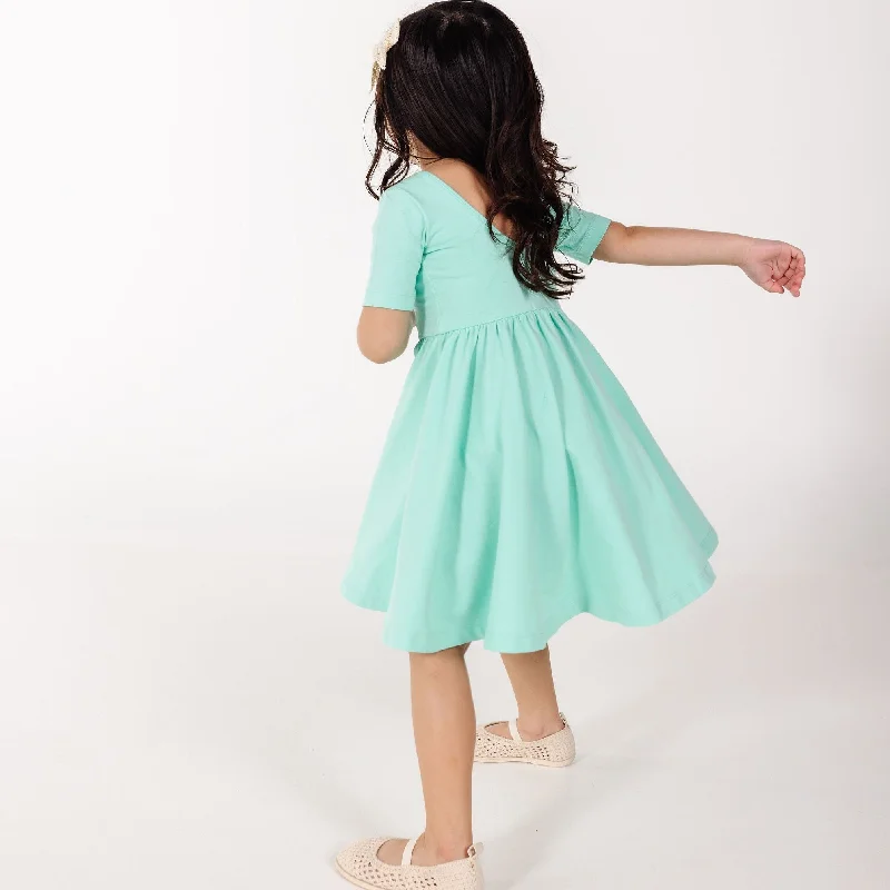 The Short Sleeve Ballet Dress in Aquamarine