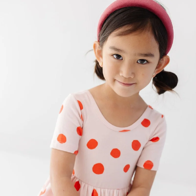 The Short Sleeve Ballet Dress in Blush Dot