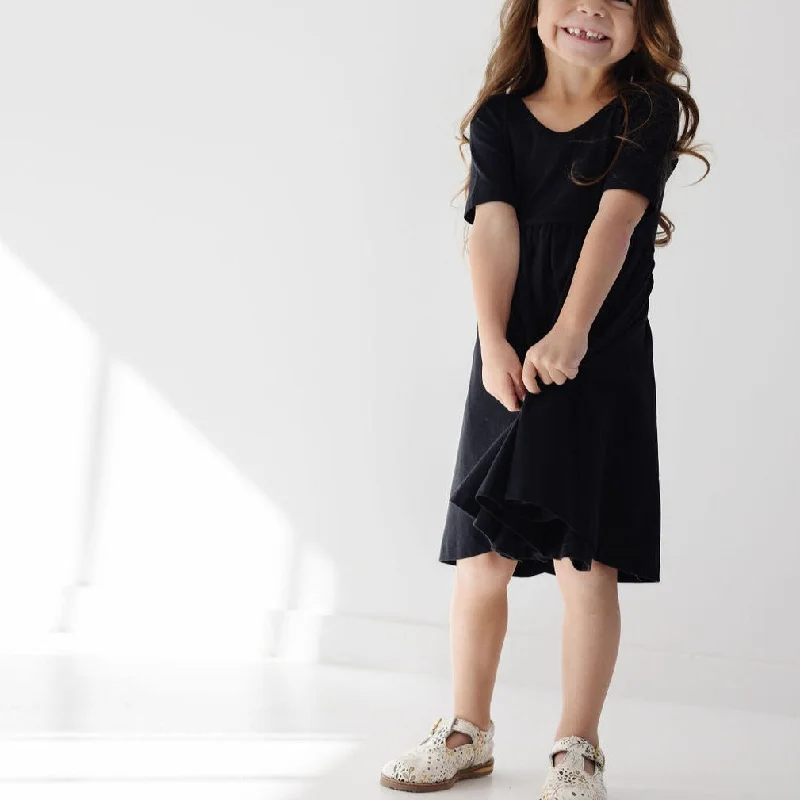 The Short Sleeve Ballet Dress in Ebony