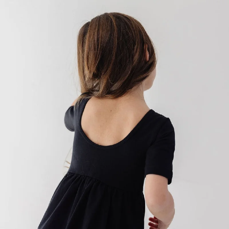 The Short Sleeve Ballet Dress in Ebony