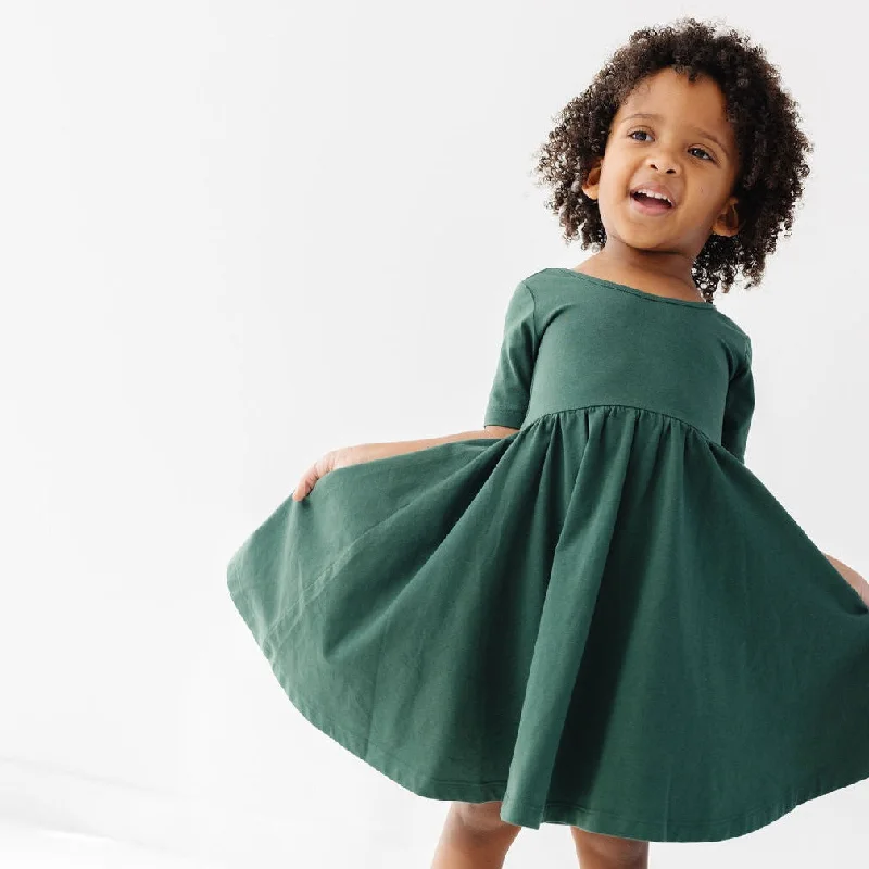 The Short Sleeve Ballet Dress in Forest