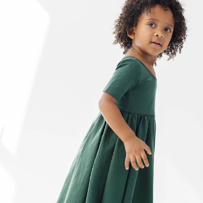 The Short Sleeve Ballet Dress in Forest