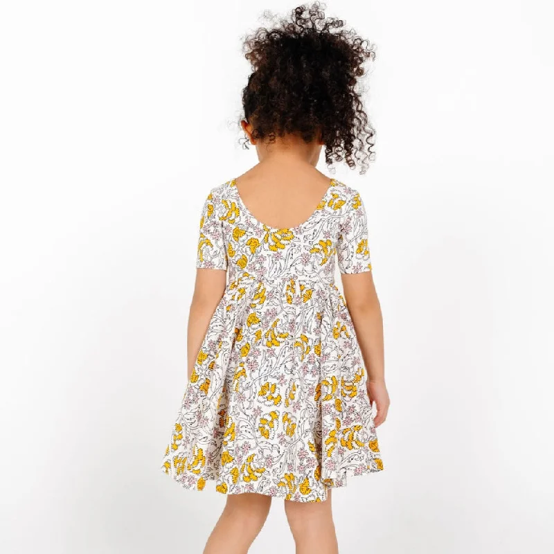 The Short Sleeve Ballet Dress in Goldenrod