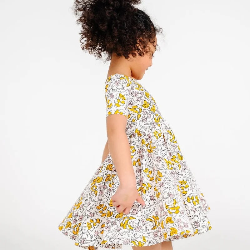 The Short Sleeve Ballet Dress in Goldenrod