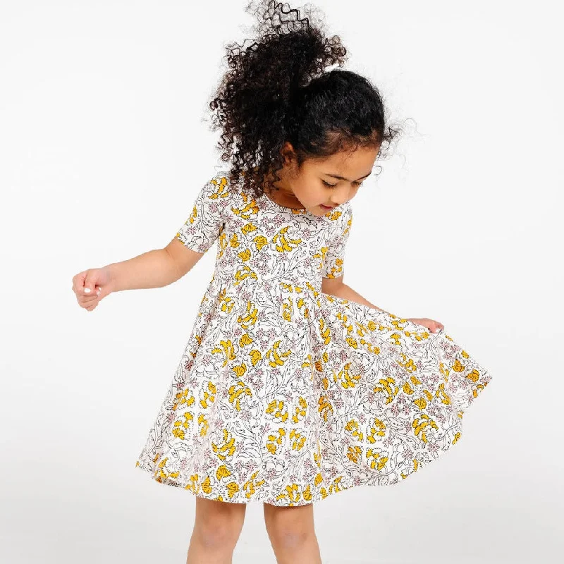 The Short Sleeve Ballet Dress in Goldenrod