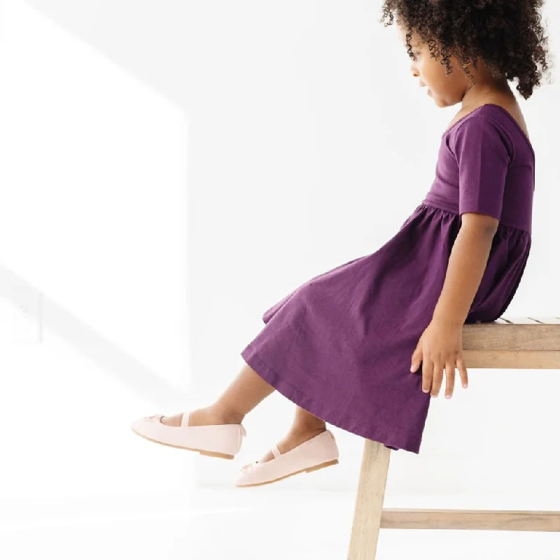 The Short Sleeve Ballet Dress in Plum