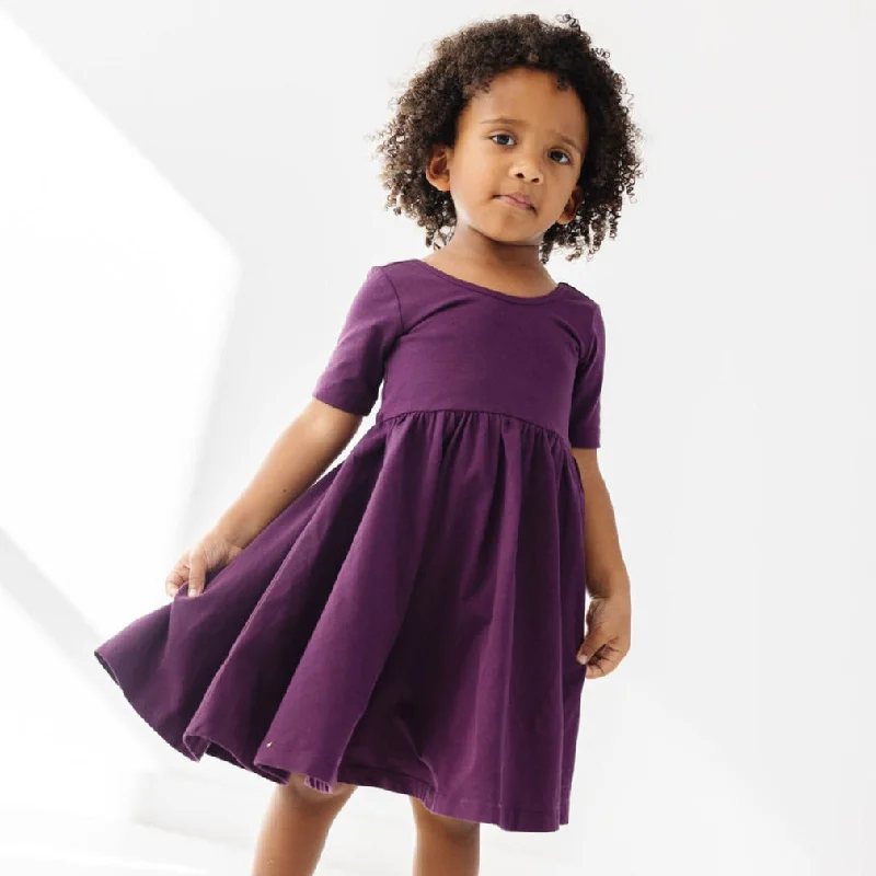 The Short Sleeve Ballet Dress in Plum