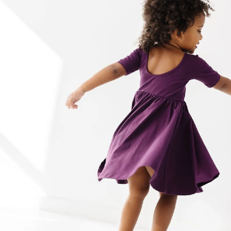 The Short Sleeve Ballet Dress in Plum