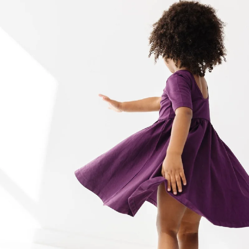 The Short Sleeve Ballet Dress in Plum