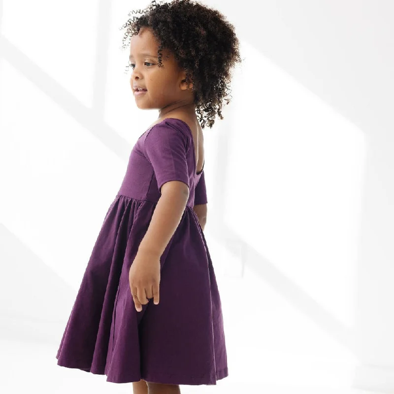 The Short Sleeve Ballet Dress in Plum