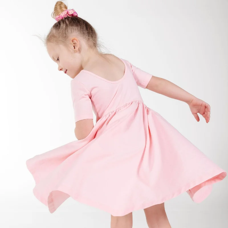 The Short Sleeve Ballet Dress in Tickled Pink