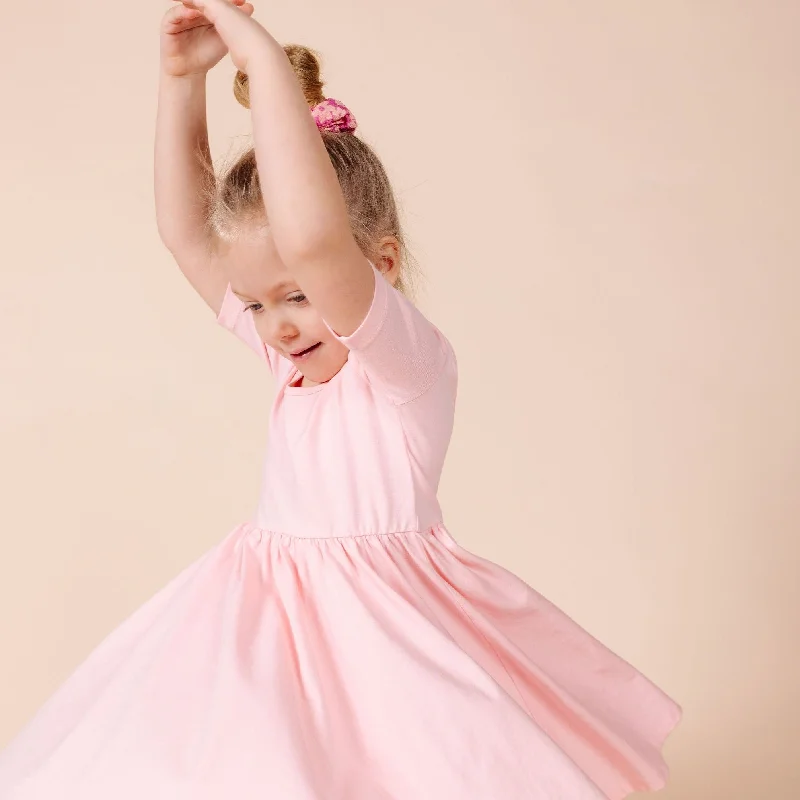 The Short Sleeve Ballet Dress in Tickled Pink