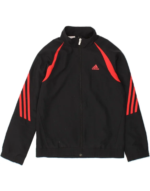 Men's Coats with PocketsADIDAS Boys Graphic Tracksuit Top Jacket 9-10 Years Black Colourblock