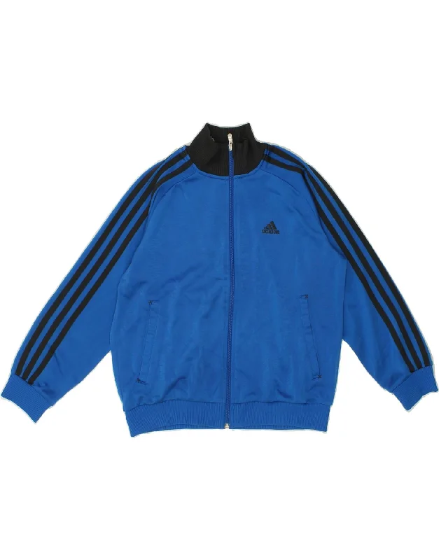 Men's Coats with Hand WarmersADIDAS Boys Tracksuit Top Jacket 9-10 Years Blue Colourblock Polyester