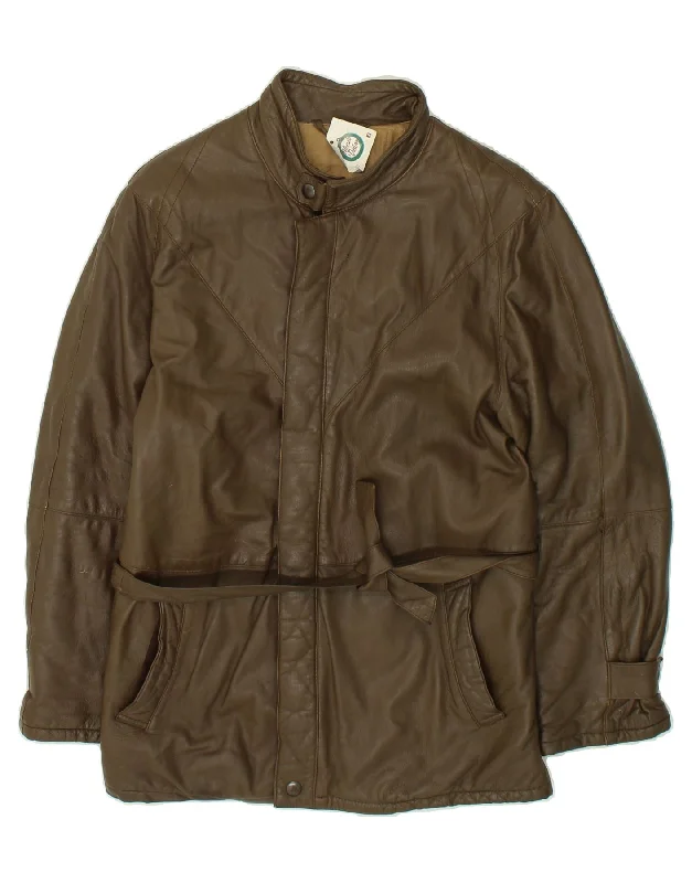 Men's Coats with Tactical FeaturesANFOR Mens Leather Jacket IT 44 XS Brown Leather