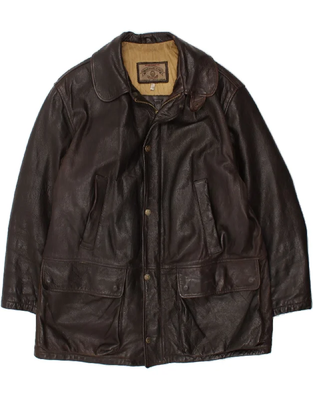 Best Men's Leather CoatsARMANI JEANS Mens Leather Jacket UK 42 XL Brown Leather