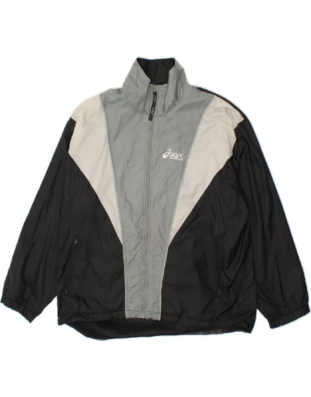 Men's Coats for Cold WeatherASICS Mens Rain Jacket UK 42 XL Black Colourblock Polyamide