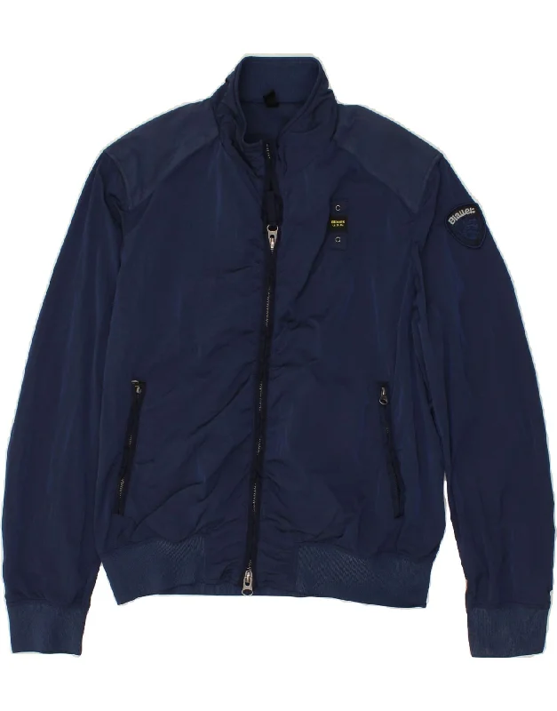 Men's Coats for RunningBLAUER Mens Bomber Jacket UK 40 Large Navy Blue Polyamide