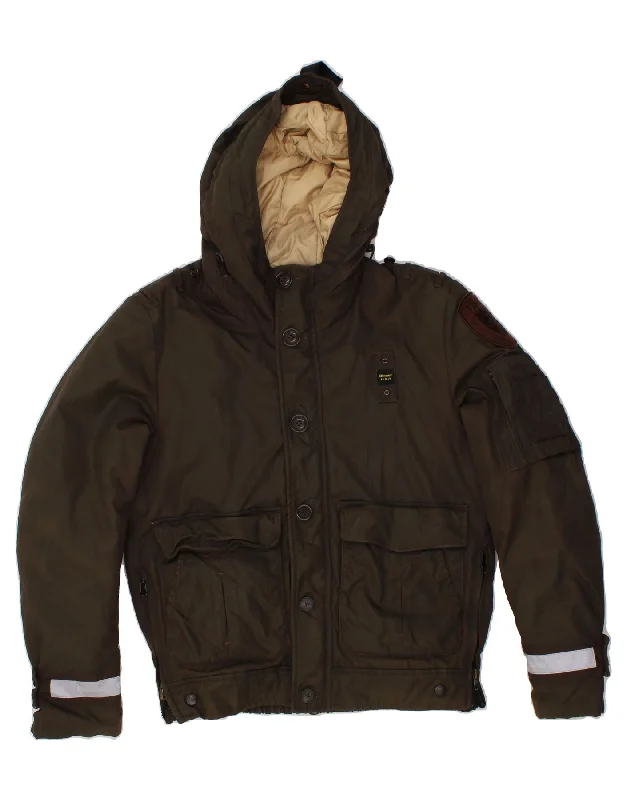 Fashionable Men's Denim JacketsBLAUER Mens Hooded Padded Jacket UK 38 Medium Brown Nylon Fashionable Men's Denim JacketsBLAUER Mens Hooded Padded Jacket UK 38 Medium Brown Nylon