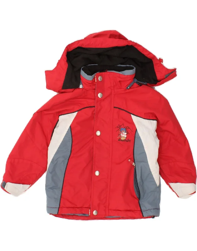 Men's Coats for SpringBRUGI Boys Hooded Windbreaker Jacket 3-4 Years Red Colourblock Polyester