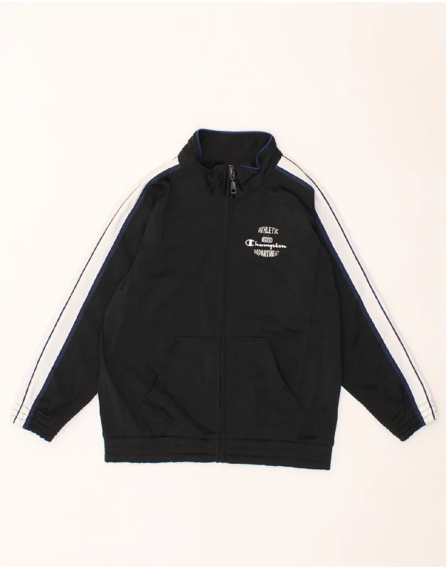 Men's Coats with Modern CutsCHAMPION Boys Graphic Tracksuit Top Jacket 5-6 Years XS Black Colourblock