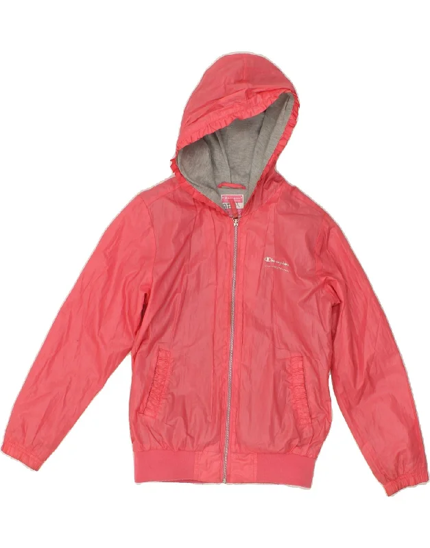 Men's Coats for Rainy WeatherCHAMPION Girls Hooded Rain Jacket 9-10 Years Medium  Pink Polyester