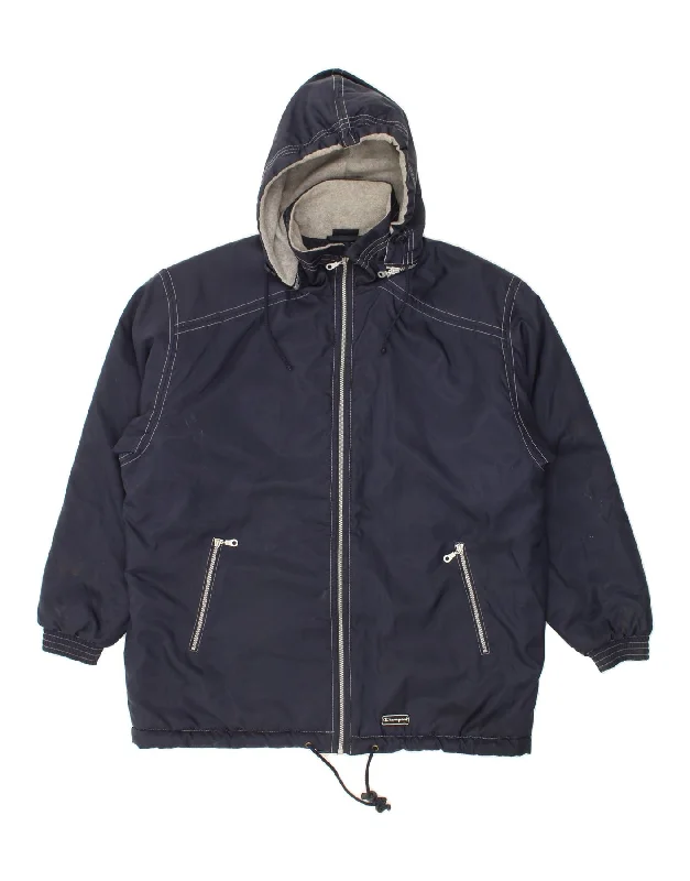 Men's Coats with Wind-Resistant FabricCHAMPION Mens Hooded Windbreaker Jacket UK 40 Large Navy Blue Polyamide Men's Coats with Wind-Resistant FabricCHAMPION Mens Hooded Windbreaker Jacket UK 40 Large Navy Blue Polyamide