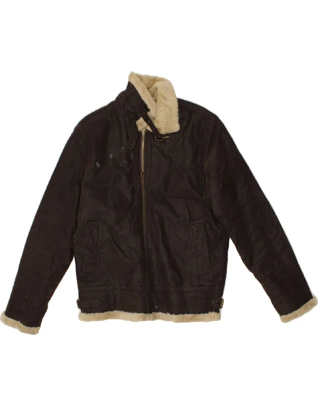 Men's Coats for Casual WearCLOCK HOUSE Mens Sherpa Jacket UK 36 Small Brown