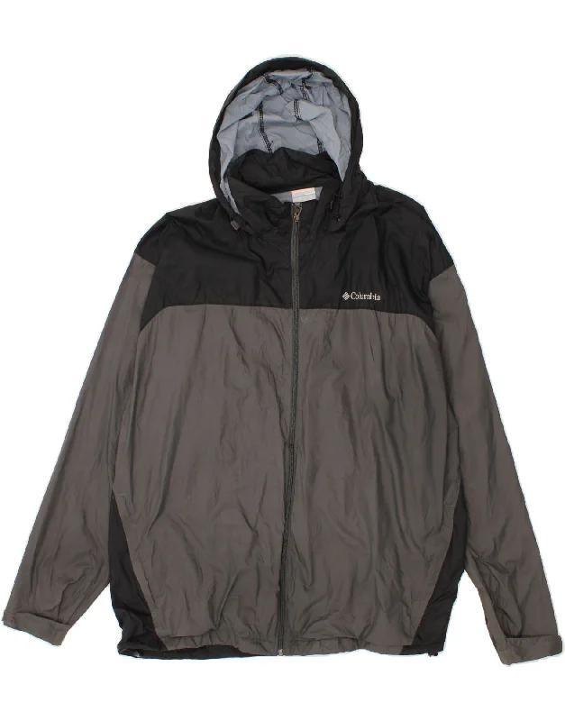 Men's Coats Made in the USACOLUMBIA Mens Hooded Rain Jacket UK 44 2XL Grey Colourblock Nylon Men's Coats Made in the USACOLUMBIA Mens Hooded Rain Jacket UK 44 2XL Grey Colourblock Nylon