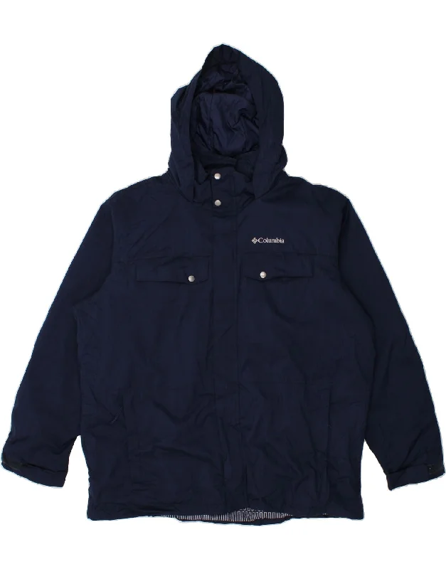 Men's Coats with Inner PocketsCOLUMBIA Mens Hooded Windbreaker Jacket UK 44 2XL Navy Blue Polyester Men's Coats with Inner PocketsCOLUMBIA Mens Hooded Windbreaker Jacket UK 44 2XL Navy Blue Polyester