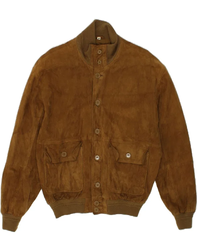 Men's Coats for WorkCONBIPEL Mens Suede Bomber Jacket IT 50 Large Brown Suede