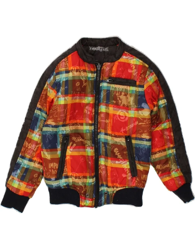 Men's Coats for Dressy OccasionsDESIGUAL Boys Graphic Reversible Jacket 5-6 Years Red Check Polyester