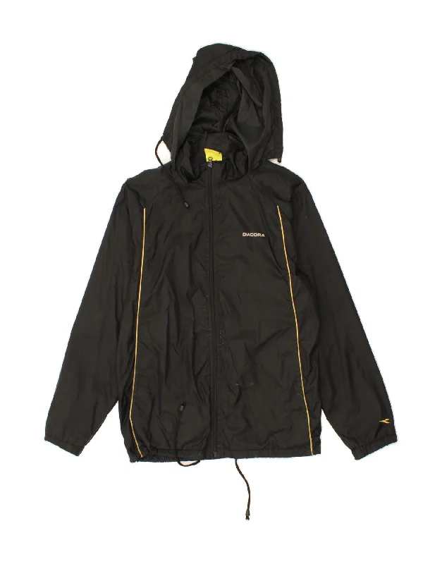 Men's Coats with Magnetic ClosuresDIADORA Mens Hooded Rain Jacket UK 40 Large Black Nylon Men's Coats with Magnetic ClosuresDIADORA Mens Hooded Rain Jacket UK 40 Large Black Nylon