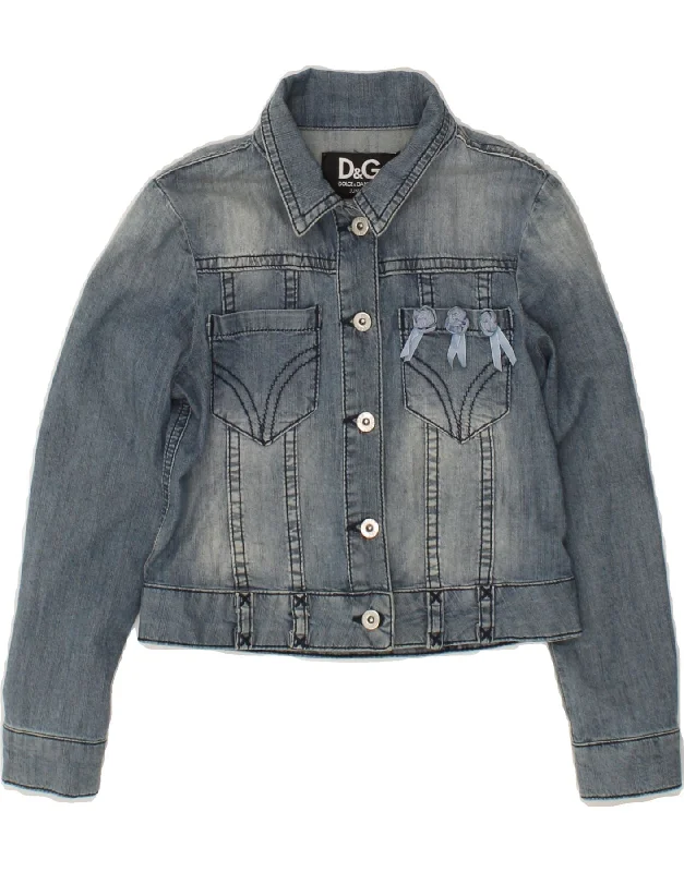 Men's Coats with VentilationDOLCE & GABBANA Girls Crop Denim Jacket 2-3 Years Blue Cotton