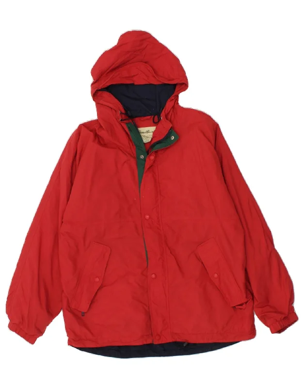Men's Coats with Embroidered DetailsEDDIE BAUER Mens Hooded Rain Jacket UK 38 Medium Red Nylon Men's Coats with Embroidered DetailsEDDIE BAUER Mens Hooded Rain Jacket UK 38 Medium Red Nylon