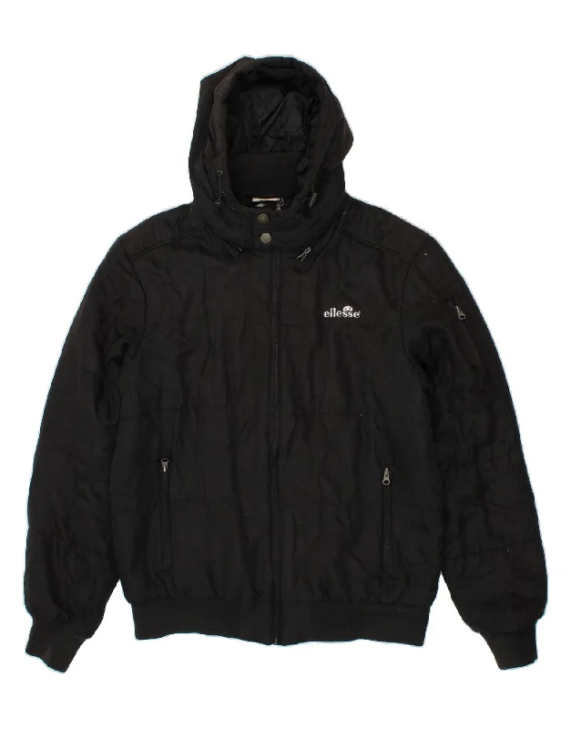Men's Coats with Synthetic InsulationELLESSE Mens Hooded Padded Jacket UK 40 Large Black Polyester Men's Coats with Synthetic InsulationELLESSE Mens Hooded Padded Jacket UK 40 Large Black Polyester