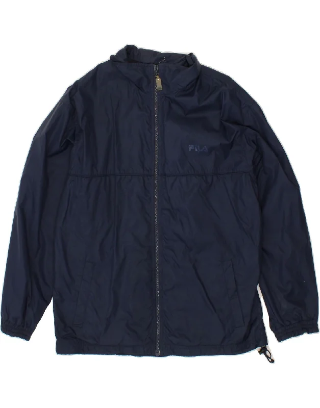 Men's Coats without LiningFILA Mens Graphic Rain Jacket IT 46 Small Navy Blue Polyamide Men's Coats without LiningFILA Mens Graphic Rain Jacket IT 46 Small Navy Blue Polyamide