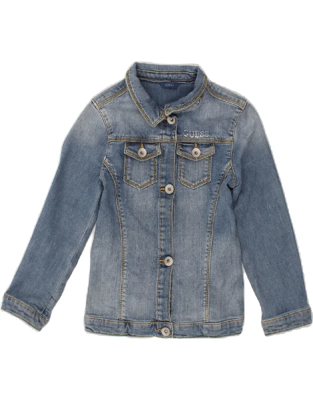 Men's Coats with Adjustable HemsGUESS Girls Denim Jacket 5-6 Years Blue Cotton