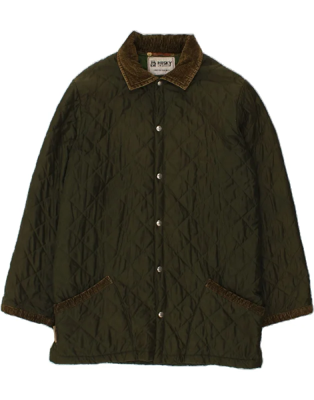 Men's Coats with Relaxed FitsHUSKY Mens Quilted Jacket UK 46 3XL Khaki Polyester