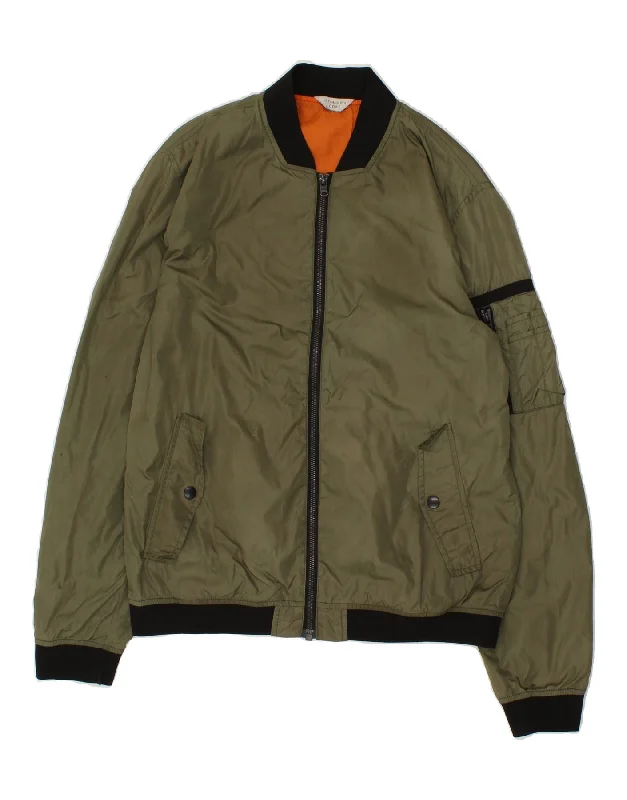 Men's Coats with LiningJACK & JONES Mens Bomber Jacket UK 36 Small Khaki Polyester