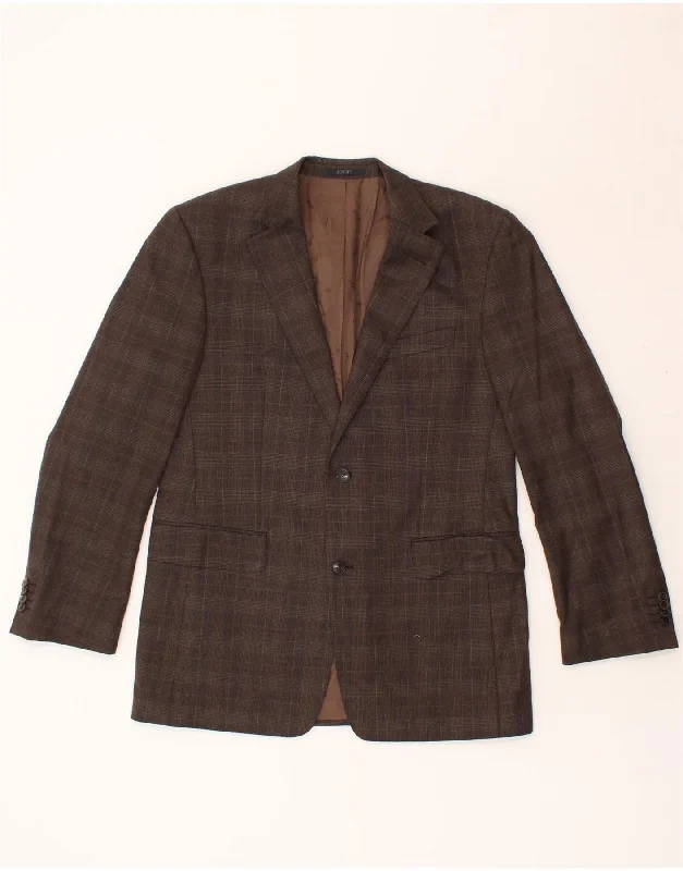 Men's Coats for RunningJOOP Mens Blazer Jacket IT 50 Large Brown Check Virgin Wool