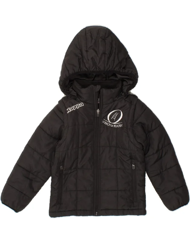 Men's Coats with Military InfluenceKAPPA Boys Graphic Hooded Padded Jacket 5-6 Years Black Polyester